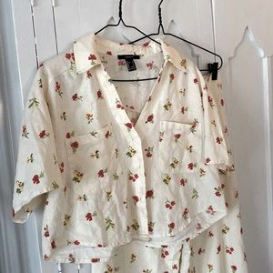 Cream and floral linen set